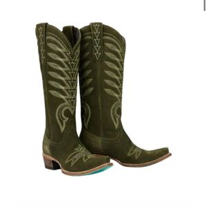Lane Boots Ladies Squash Olive Blossom Suede Western Boots